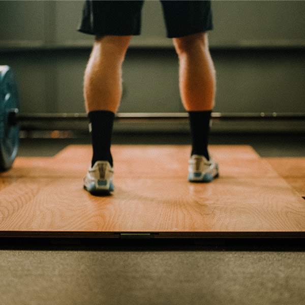 Home gym weightlifting platform at Sprung Floors.