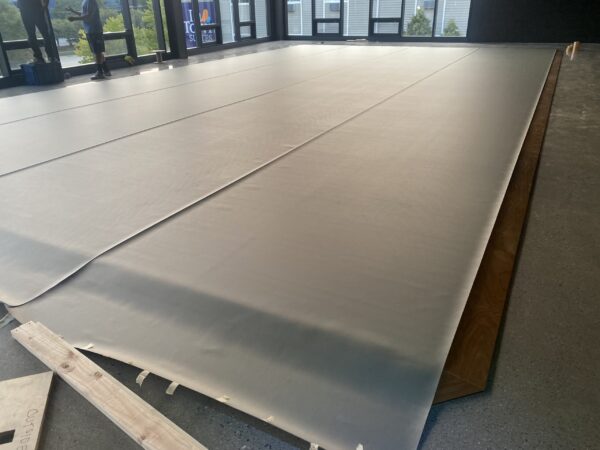Birch Vinyl Stage Floor Vinyl Gray Top Uncut in Dance Studio