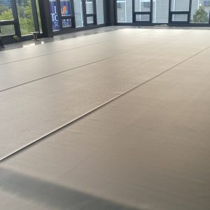 Birch Vinyl Stage Floor Vinyl Gray Top Uncut in Dance Studio